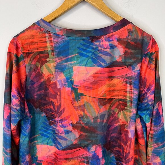 Soft Surroundings Breezy Bloom Tropical Tunic Women's Medium 3/4 Sleeve V-Neck - Picture 8 of 14